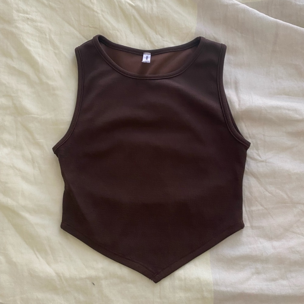 Brown backless crop top